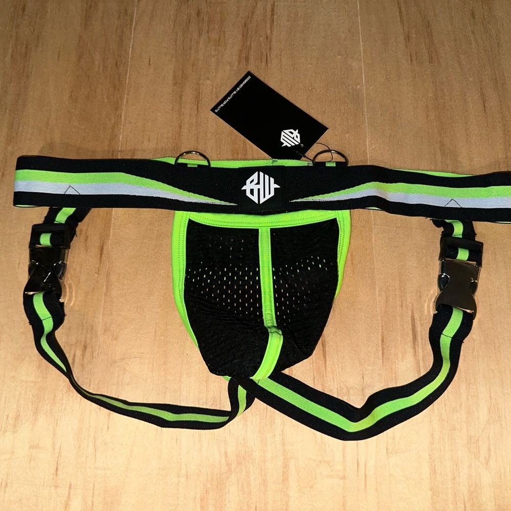 Breedwell Black and Neon Green Jockstrap